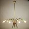 Italian Brass & Lime Green Rod Pendulum Sputnik Lamp, 1950s, Image 5