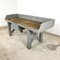 Banc de Travail Antique Industriel en Bois Gris avec Tiroir 9