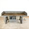 Tavolo da lavoro antico industriale in legno grigio con cassetto, Immagine 5