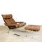 Vintage Cognac Leather Lounge Chair with Ottoman by Rienhold Adolf for Cor, Set of 2 1