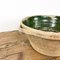Antike französische Jatte / Tian Schale aus Terrakotta mit grüner Glasur 5