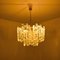 Brass Ice Glass Pendant Chandelier from Kalmar, 1970s 5