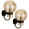 Blown Glass, Brass and Black Wall Lights from Limburg Glashütte, 1960s, Set of 2 1