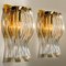Venini Style Murano Glass and Gilt Brass Sconces, Italy, Set of 2 2