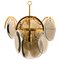 Smoked Glass and Brass Chandelier Attributed to Vistosi, Italy, 1970s, Image 1
