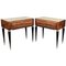 Tables de Chevet Mid-Century en Noyer avec Plateau en Verre, Italie, Set de 2 1