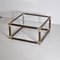 Square Bamboo Coffee Table with Brass Edges & Glass Top, 1960s 4