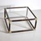 Square Bamboo Coffee Table with Brass Edges & Glass Top, 1960s 1