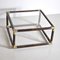 Square Bamboo Coffee Table with Brass Edges & Glass Top, 1960s, Image 1