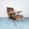 Brown Velvet Ribbed Lounge Chair, 1950s 1