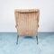 Brown Velvet Ribbed Lounge Chair, 1950s 4