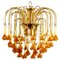 Venini Style Chandelier with Murano Burned Orange Glass Flowers 1