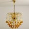 Venini Style Chandelier with Murano Burned Orange Glass Flowers 10