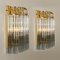 Venini Style Murano Glass and Gilt Brass Sconces with Grey Stripe, Set of 2 4