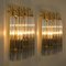 Venini Style Murano Glass and Gilt Brass Sconces with Grey Stripe, Set of 2 7