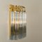 Venini Style Murano Glass and Gilt Brass Sconces with Grey Stripe, Set of 2 6