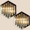 Large Venini Style Glass Sconces with Triedi Crystals, 1969, Set of 2 3