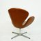 Silla Swan de cuero marrón de Arne Jacobsen para Fritz Hansen, Imagen 5