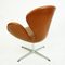 Chaise Swan en Cuir Brun par Arne Jacobsen pour Fritz Hansen 7