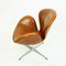 Silla Swan de cuero marrón de Arne Jacobsen para Fritz Hansen, Imagen 9