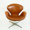Brown Leather Swan Chair by Arne Jacobsen for Fritz Hansen, Image 5
