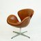 Chaise Swan en Cuir Brun par Arne Jacobsen pour Fritz Hansen 10