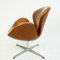Brown Leather Swan Chair by Arne Jacobsen for Fritz Hansen, Image 8