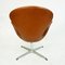 Swan Chair in pelle marrone di Arne Jacobsen per Fritz Hansen, Immagine 6