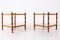 Caned Bamboo and Brass End Tables, 1970s, Set of 2 1