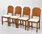 Art Deco Oak and Leather Dining Chairs, Set of 4, Image 1