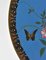 Antiker japanischer Cloisonné Emaillierter Teller aus Meiji Epoche mit Schmetterlingen unter Blumen 3