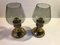English Smoked Glass & Brass Candleholders by Martin Roehlen for Mason Standex International Ltd, 1970s, Set of 2 1