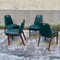 Italian Wood & Vinyl Leather Dining Chairs, 1940s, Set of 4 2