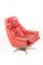 Danish Red Leather High Back Swivel Chair, Immagine 1