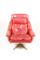 Danish Red Leather High Back Swivel Chair, Immagine 2