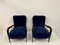 Italian Paolo Buffa Style Blue Mohair Velvet Ebonized Armchairs, 1950s, Set of 2 10