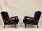 Italian Paolo Buffa Style Blue Mohair Velvet Ebonized Armchairs, 1950s, Set of 2 7