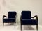 Italian Paolo Buffa Style Blue Mohair Velvet Ebonized Armchairs, 1950s, Set of 2 5