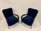 Italian Paolo Buffa Style Blue Mohair Velvet Ebonized Armchairs, 1950s, Set of 2 8