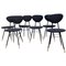Italian Black Metal, Boucle Fabric & Brass End Chairs, 1960s, Set of 6 1