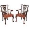 Antique Mahogany Chippendale Style Desk Elbow Chairs, 19th Century, Set of 2, Image 1