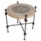 Round Tiled Marble Black Brown French Side Table, 1940s, Image 1