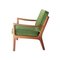 Mid-Century Danish Oak Green Velvet Lounge Chair by Ole Wanscher, 1960s, Image 4