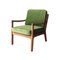 Mid-Century Danish Oak Green Velvet Lounge Chair by Ole Wanscher, 1960s, Image 3