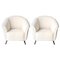 Mid-Century Black and White Wood Bouclé Armchairs, France, 1950s, Set of 2 1