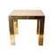 Mid-Century Square Brass Travertine Marble Side Table, France, 1970s 2