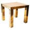 Mid-Century Square Brass Travertine Marble Side Table, France, 1970s 1