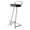 Mid-Century Steel Chrome Black Stool, Italy, 1970s 1