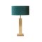 Brass Turquoise Velvet Table Lamp, France, 1970s 5