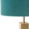 Brass Turquoise Velvet Table Lamp, France, 1970s 2